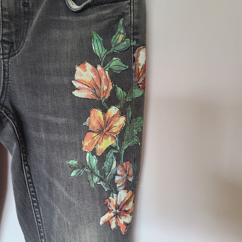 Zara Basic Z1975 Skinny Midrise Wildflower Crop Jeans Size 4 - Picture 5 of 8